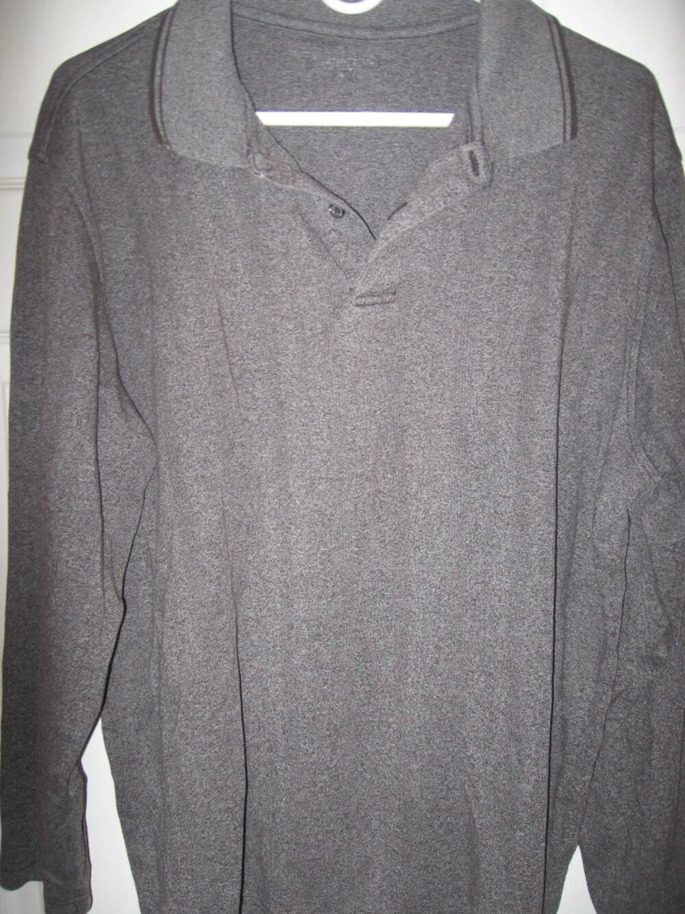 Van Heusen Long Sleeve Polo Shirt Men's Large Gray
